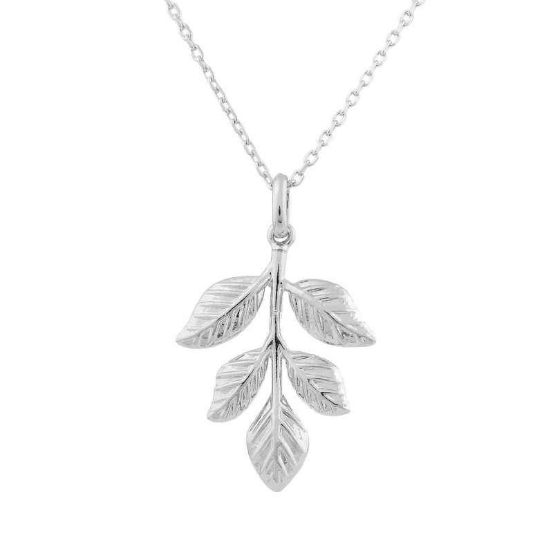 Collier feuille Pendante élégance naturelle et raffinée Argent 925 Rhodié