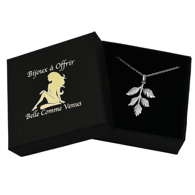 Collier feuille Pendante élégance naturelle et raffinée Argent 925 Rhodié Collier feuille Pendante élégance naturelle et raffinée Argent 925 Rhodié