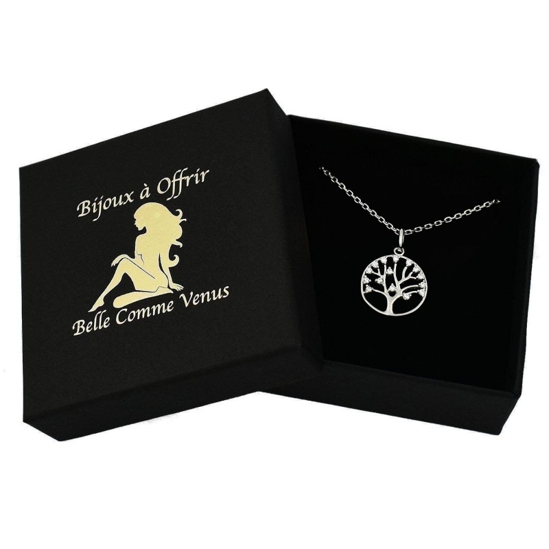 Collier arbre de vie oxydes de zirconium Argent 925 Rhodié Collier arbre de vie oxydes de zirconium Argent 925 Rhodié