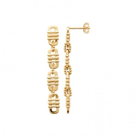 Boucles d'oreilles maillons suite de boules Plaqué or 750 3 microns