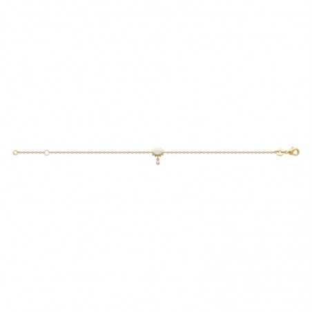 Bracelet oeil oxyde de zirconium avec pendant rond Plaqué OR 750 3 microns