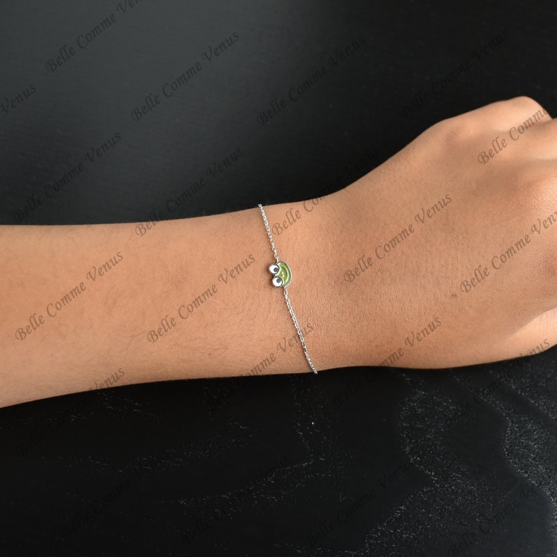 Bracelet grenouille émail coloré Argent 925 Rhodié