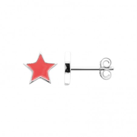 Boucles d'oreilles étoile émail coloré rose Argent 925 Rhodié