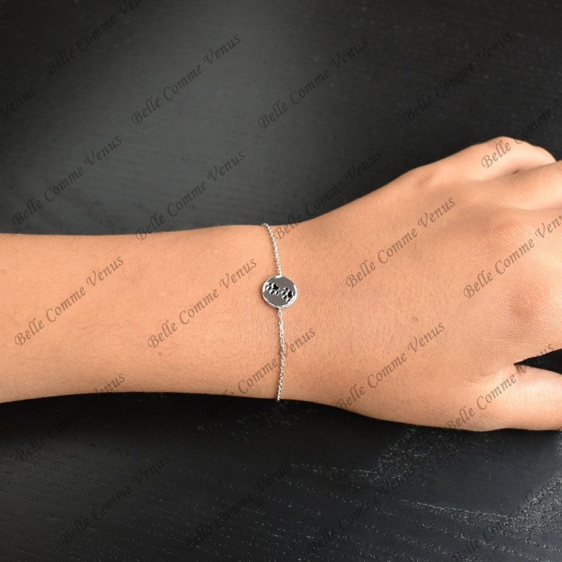 Bracelet patte de chien chat coussinet émail coloré Argent 925 Rhodié