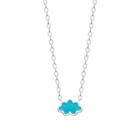 Collier nuage émail coloré bleu Argent 925 Rhodié