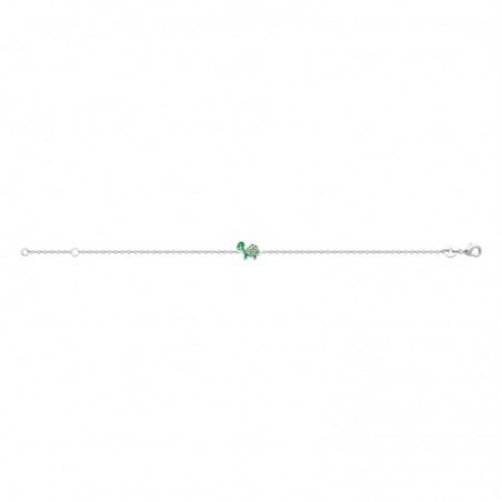 Bracelet tortue émail coloré vert Argent 925 Rhodié