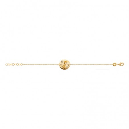 Bracelet girafe et petites fleurs émail coloré Plaqué or 750 3 microns