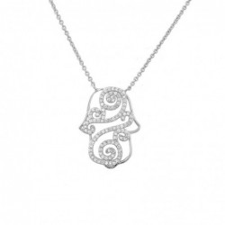 Collier main de Fatma arabesque d'oxydes de zirconiums Argent 925 Rhodié