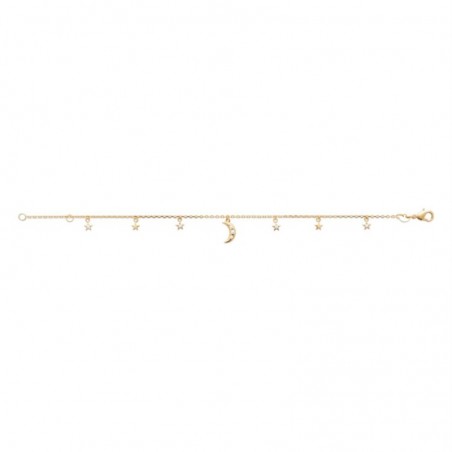 Bracelet lune et étoiles oxydes de zirconiums Plaqué OR 750 3 microns