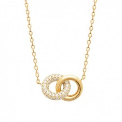 Collier 2 anneaux enlacés oxydes de zirconiums Plaqué OR 750 3 microns