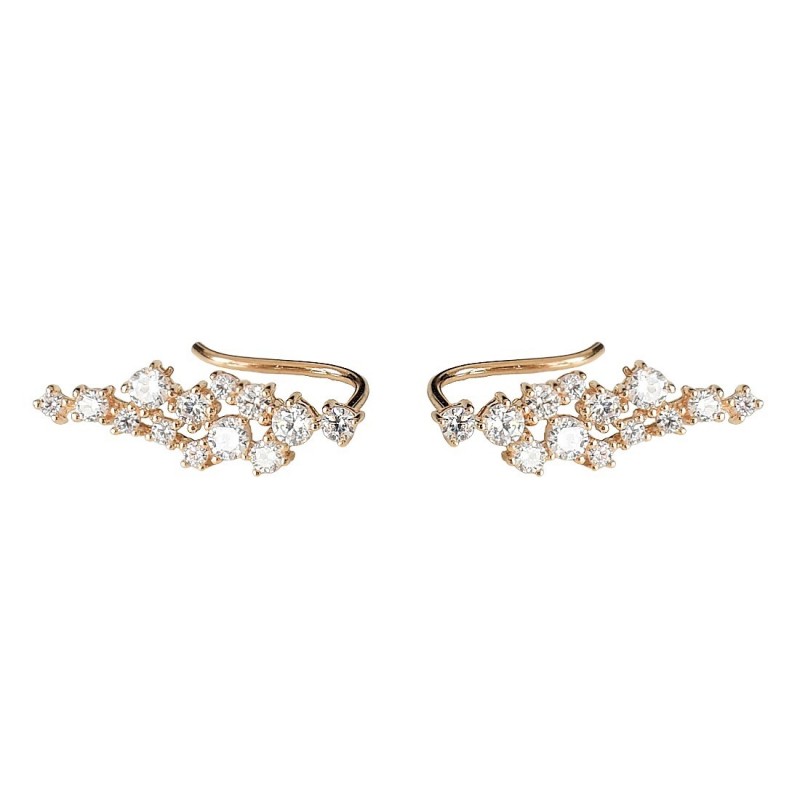 Boucles d'oreilles grimpantes contour de lobe cascade d'oxydes de zirconium Plaqué OR 750 3 microns
