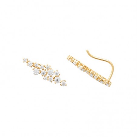 Boucles d'oreilles grimpantes contour de lobe cascade d'oxydes de zirconium Plaqué OR 750 3 microns