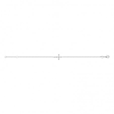 Bracelet croix sertie d'oxydes de zirconiums clos Argent 925 Rhodié