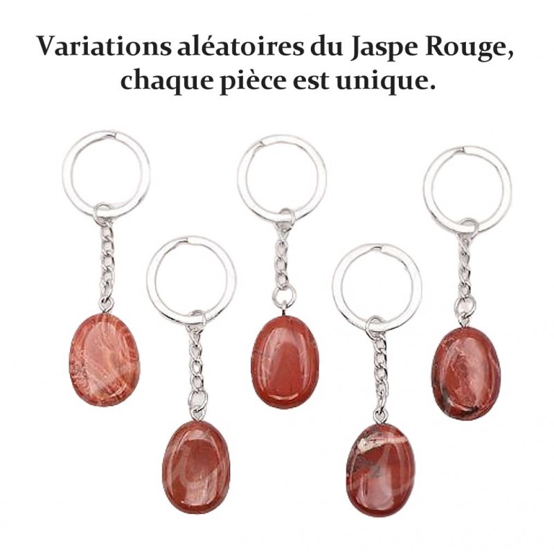 Porte-clés pierre naturelle Jaspe rouge argenté