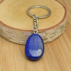 Porte-clés pierre naturelle Lapis Lazuli argenté