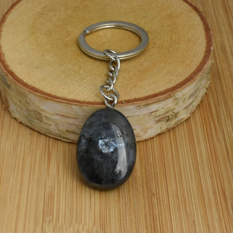 Porte-clés pierre naturelle Larkvite argenté