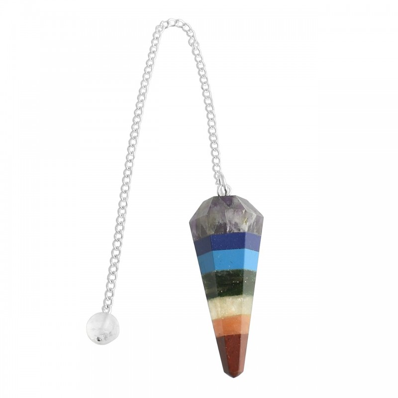 Pendule hexagonal 7 CHAKRAS perle à facettes Pendule hexagonal 7 CHAKRAS perle à facettes