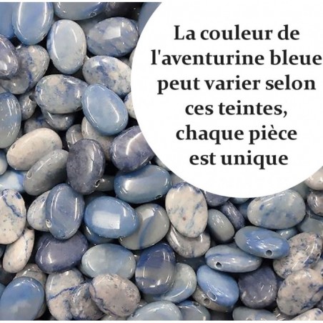 Collier pierre naturelle aventurine couleur bleue et blanche Argent 925 Rhodié