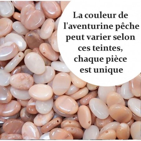 Collier pierre naturelle aventurine couleur pêche Argent 925 Rhodié