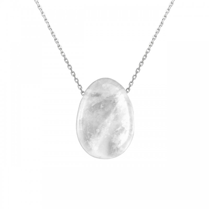 Collier pierre naturelle cristal de roche Argent 925 Rhodié