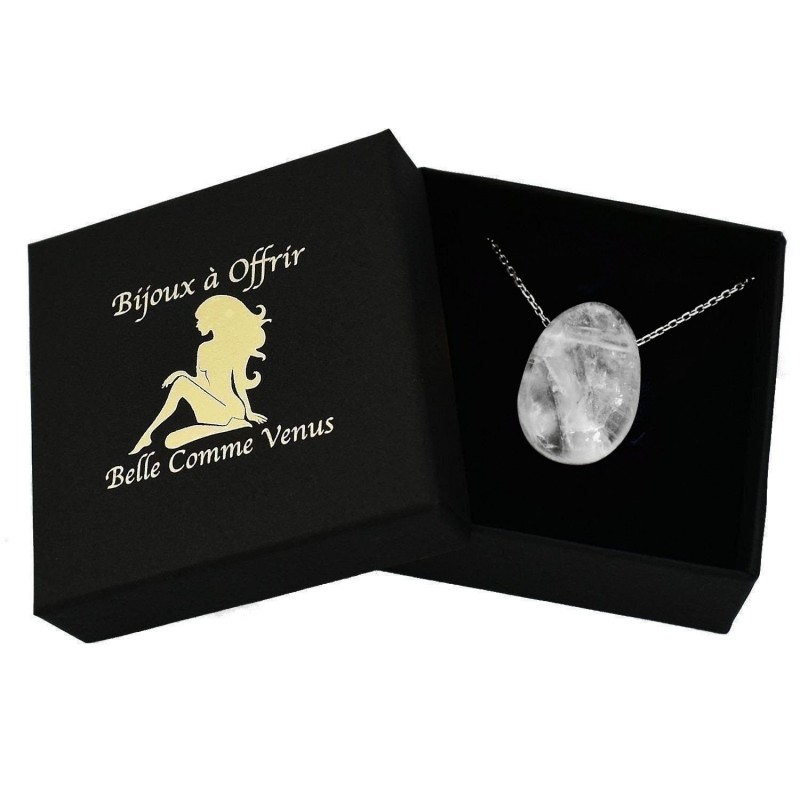 Collier pierre naturelle cristal de roche Argent 925 Rhodié