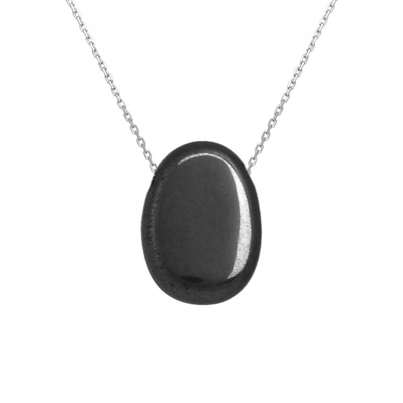 Collier pierre naturelle Hématite Argent 925 Rhodié Collier pierre naturelle Hématite Argent 925 Rhodié