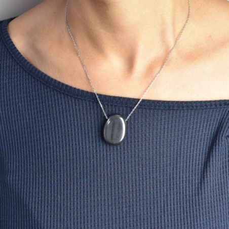 Collier pierre naturelle Hématite Argent 925 Rhodié
