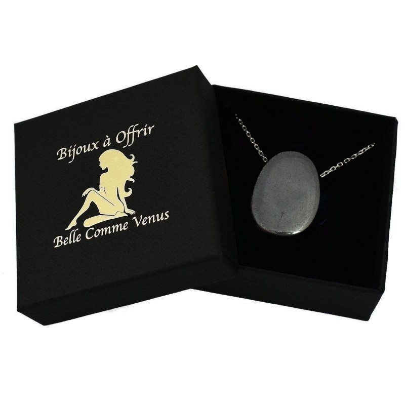Collier pierre naturelle Hématite Argent 925 Rhodié Collier pierre naturelle Hématite Argent 925 Rhodié