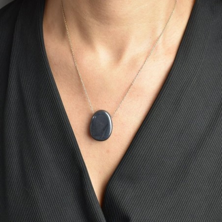 Collier pierre naturelle Hématite Plaqué OR 750 3 microns