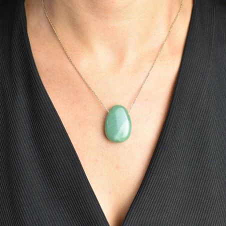 Collier pierre naturelle aventurine verte Plaqué OR 750 3 microns