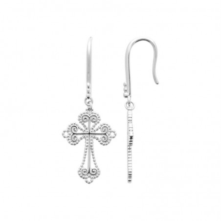 Boucles d'oreilles croix tréflée Argent 925 Rhodié