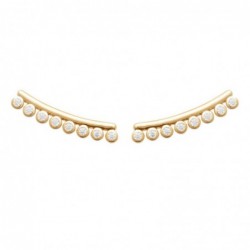Boucles d'oreilles grimpantes contour de lobe serti d'oxydes de zirconium ronds Plaqué OR 750 3 microns