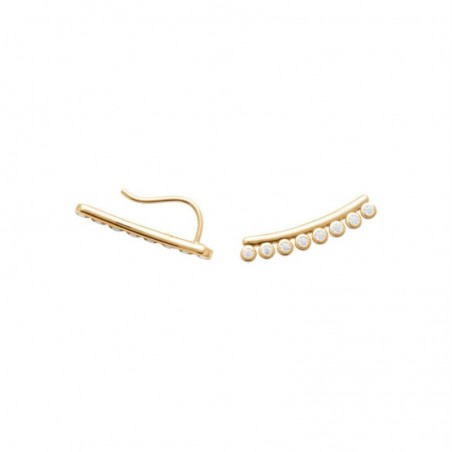 Boucles d'oreilles grimpantes contour de lobe serti d'oxydes de zirconium ronds Plaqué OR 750 3 microns