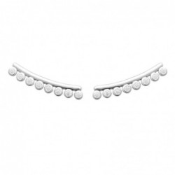 Boucles d'oreilles grimpantes contour de lobe serti d'oxydes de zirconium ronds Argent 925 Rhodié