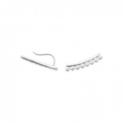 Boucles d'oreilles grimpantes contour de lobe serti d'oxydes de zirconium ronds Argent 925 Rhodié