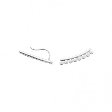Boucles d'oreilles grimpantes contour de lobe serti d'oxydes de zirconium ronds Argent 925 Rhodié