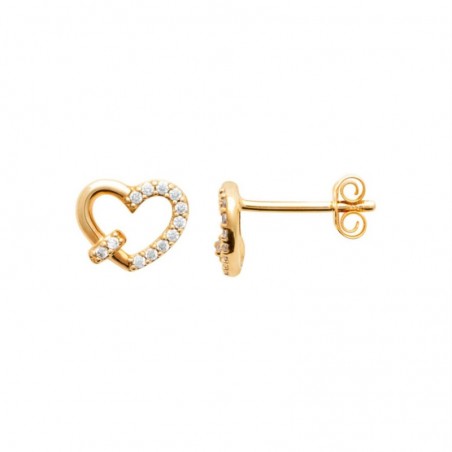 Boucles d'oreilles coeur et anneau d'oxydes de zirconiums Plaqué OR 750 3 microns
