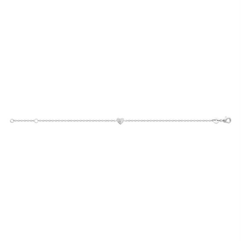 Bracelet petit coeur et goutte d'oxyde de zirconium Argent 925 Rhodié