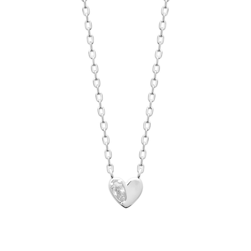 Collier petit coeur et goutte d'oxyde de zirconium Argent 925 Rhodié