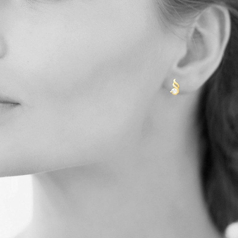 Boucles d'oreilles torsade oxyde de zirconium Plaqué OR 750 3 microns