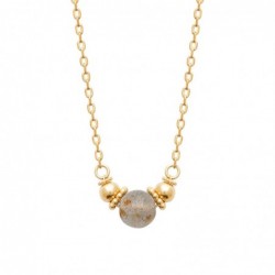 Collier perle naturelle labradorite Plaqué OR 750 3 microns