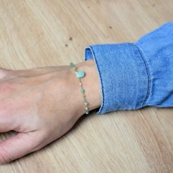 Bracelet goutte d'eau aventurine verte pierre naturelle suite de perles Plaqué OR 750 3 microns Bracelet goutte d'eau aventurine verte pierre naturelle suite de perles Plaqué OR 750 3 microns