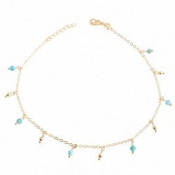 Chaîne de cheville pierres naturelles Apatite pendants Plaqué OR 750 3 microns