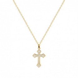 Collier croix tréflée oxydes de zirconium Plaqué OR 750 3 microns