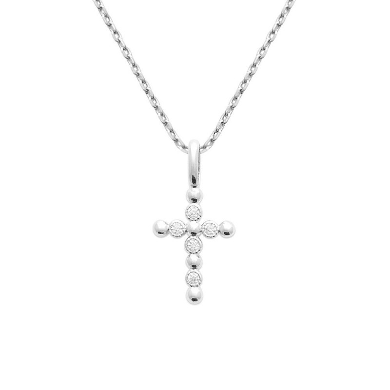 Collier croix oxydes de zirconium Argent 925 Rhodié Collier croix oxydes de zirconium Argent 925 Rhodié