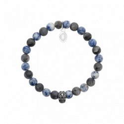 Bracelet tête de mort acier Sodalite pierres naturelles