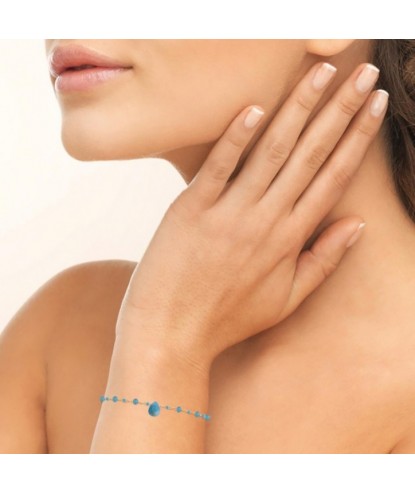 Bracelet goutte d'eau apatite pierre naturelle suite de perles Plaqué OR 750 3 microns