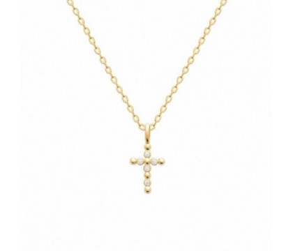 Collier croix oxydes de zirconium Plaqué OR 750 3 microns