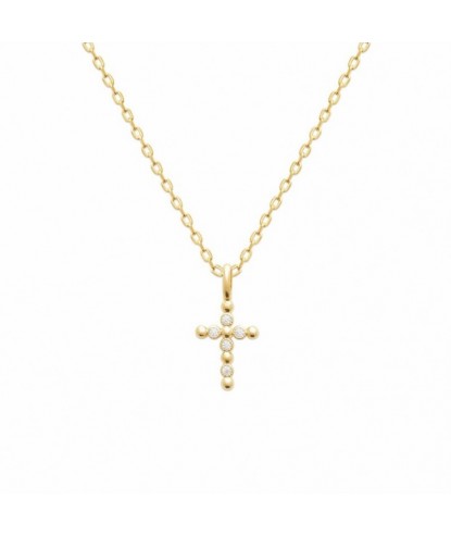Collier croix oxydes de zirconium Plaqué OR 750 3 microns