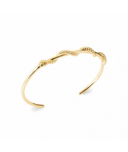 Bracelet jonc serpent yeux strass vert plaqué OR 750 3 microns